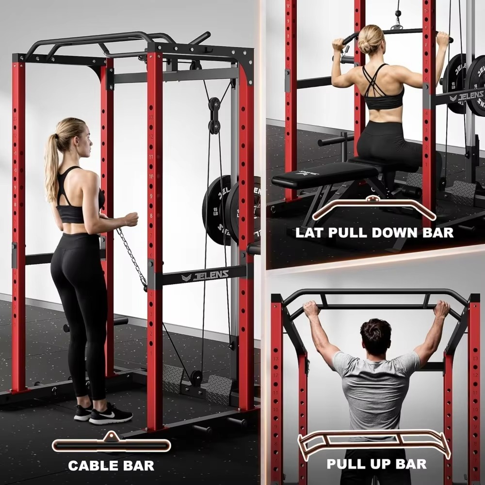 Home Gym Equipment Set - แร็คออกกำลังกายอเนกประสงค์ S21 Power Cage ปรับระดับได้ รองรับน้ำหนัก