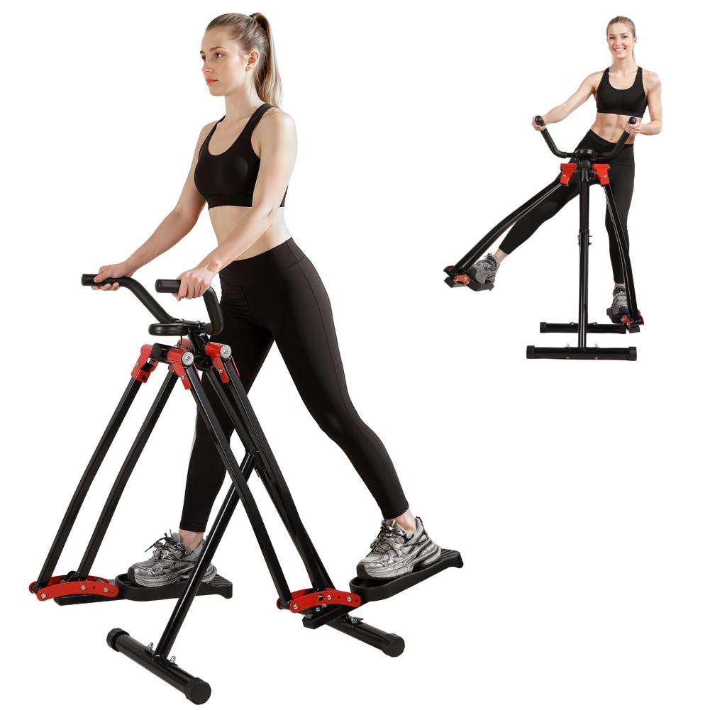 Leg Home Gym Workout - เครื่องออกกำลังกายแอร์วอล์คสำหรับยิมที่บ้าน, เครื่องฝึกเดินวงรีแบบพับได้พร้อมจอ LCD, เครื่องออกกำลังกายคาร์ดิโอสำหรับแขน/ขา