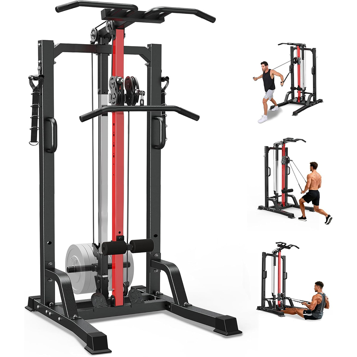 Leg Home Gym Workout - เครื่องออกกำลังกายที่บ้าน Pooboo - ระบบสายพูลเล่ย์สูง/ต่ำสำหรับการฝึก Lat Pulldown,