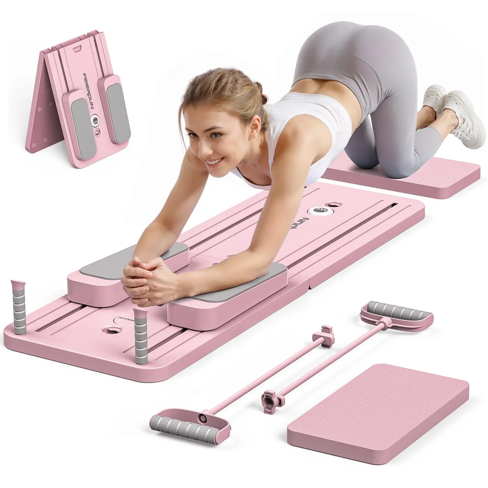 Home Gym Yoga - บอร์ดพิลาทิสแบบพับได้ อุปกรณ์ฝึกกล้ามเนื้อหน้าท้องอเนกประสงค์ เครื่องออกกำลังกายหน้าท้องสำหรับยิมที่บ้าน อุปกรณ์โยคะพิลาทิสแบบใช้งานคู่สำหรับกระชับเอวและขา
