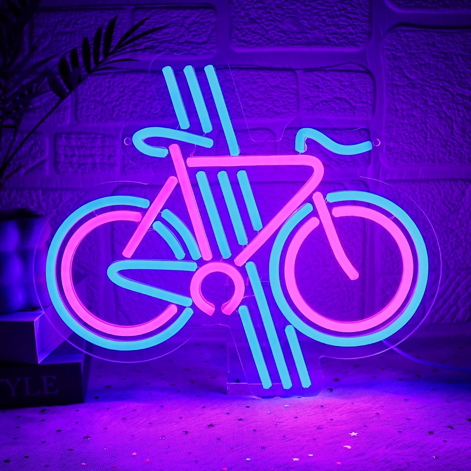 Home Gym Neon Sign - ป้ายไฟนีออนรูปจักรยาน ปรับความสว่างได้ ไฟ LED นีออนสำหรับตกแต่งห้องนอน ห้องออกกำลังกาย