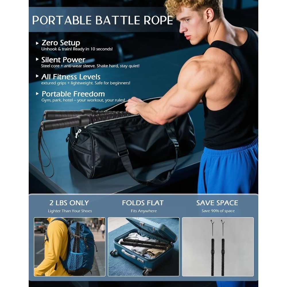 เชือกออกกำลังกายแบบไร้เชือกสำห - Battle Rope Heavy บทวิจารณ์และราคา